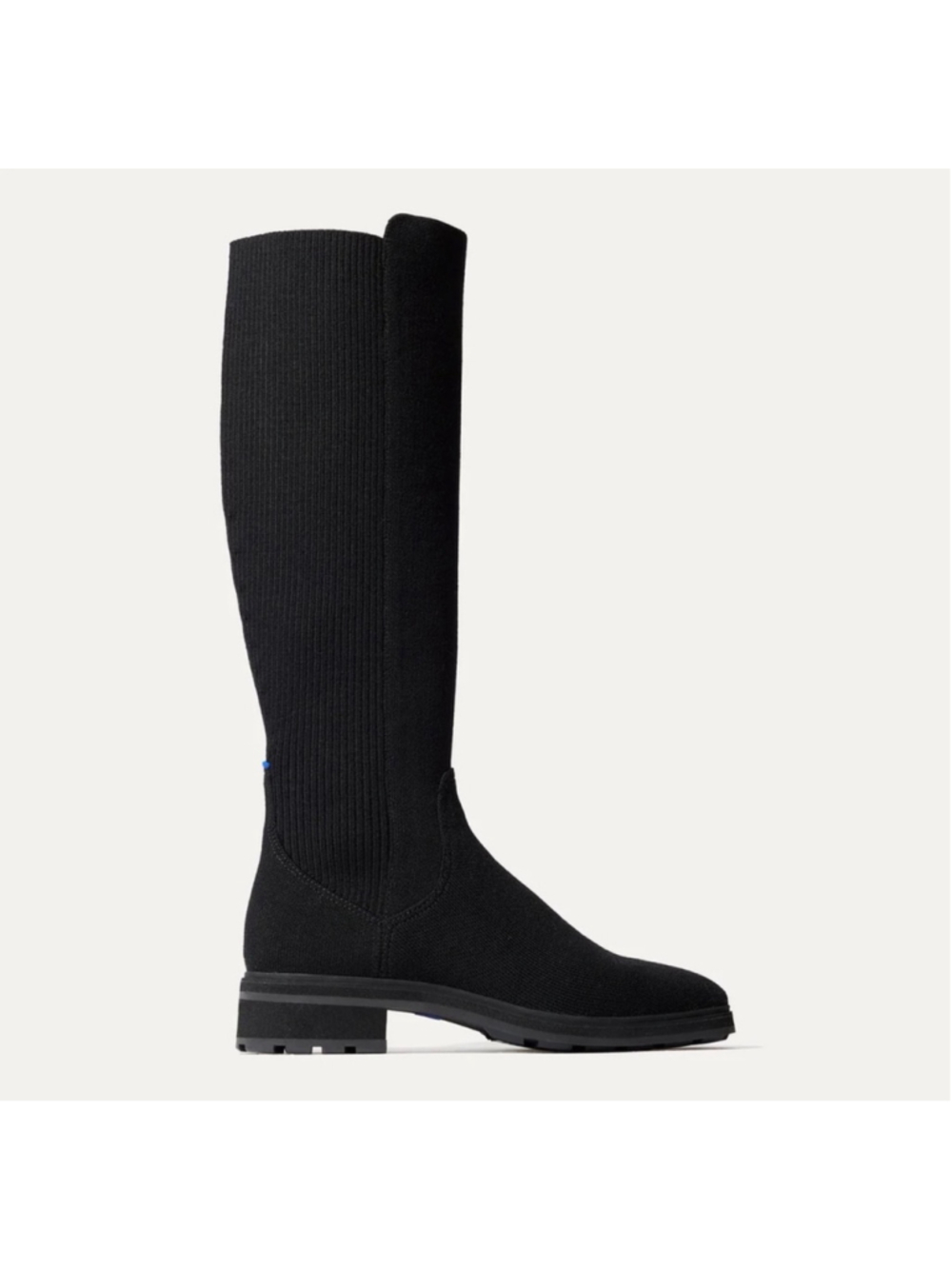 Women's Rothy’s The Tall Lug Boot Black Knit Knee-High Boots Size 7 - Picture 2 of 8